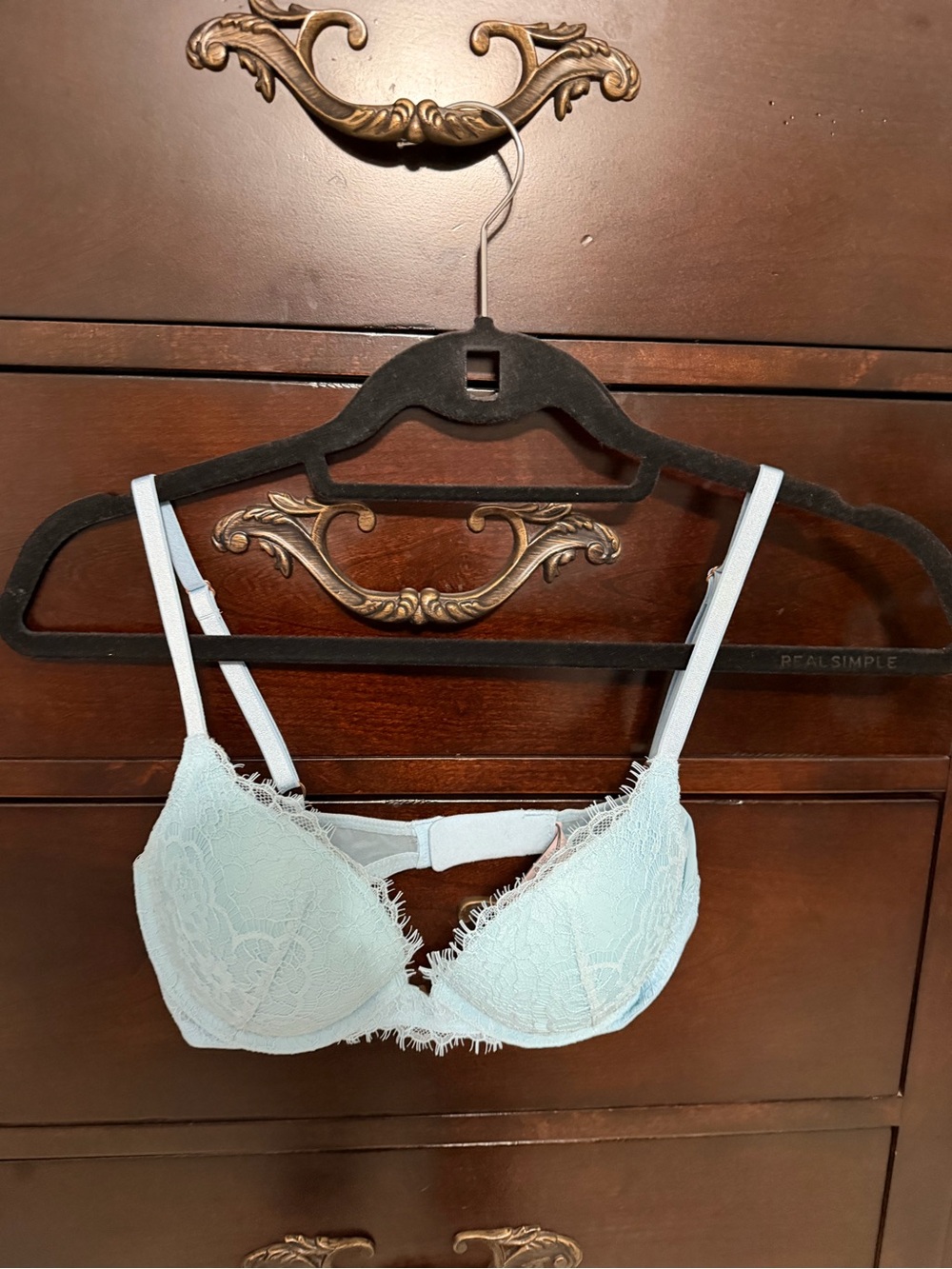 Victoria's Secret Light Blue Lace Push-Up Bra with Fringe Trim